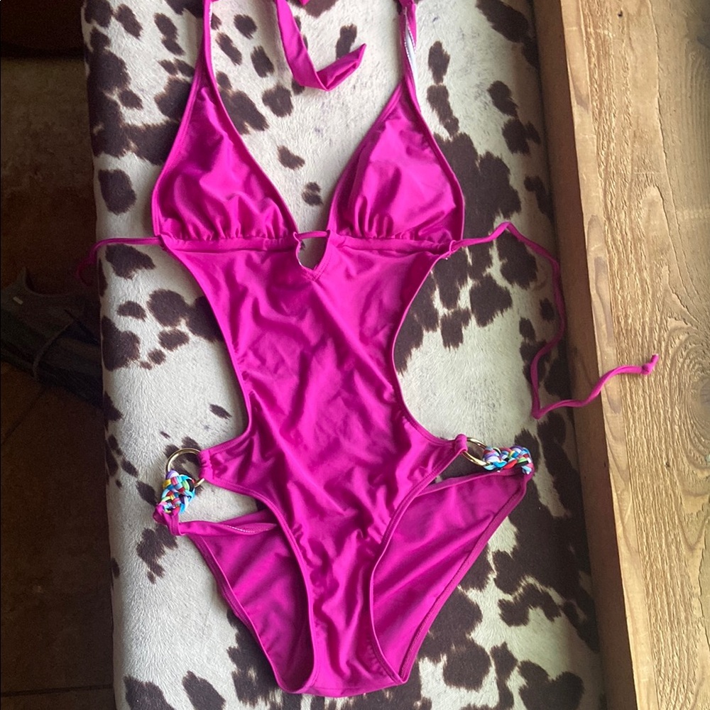 Apollo Swim Pink One Piece with Plunging V-Neck
